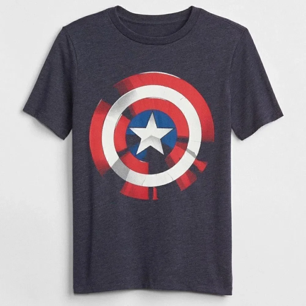 GAP Captain America Shirt Boys Small Marvel Blue Red